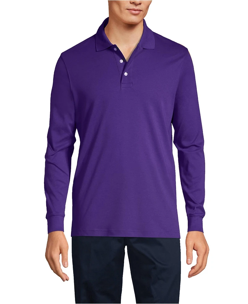 Lands' End Men's Long Sleeve Interlock Polo Shirt