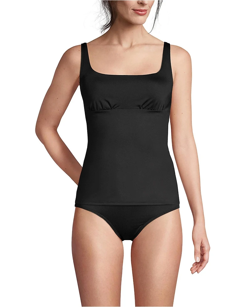 Lands' End Women's Square Neck Underwire Tankini Swimsuit Top Adjustable Straps