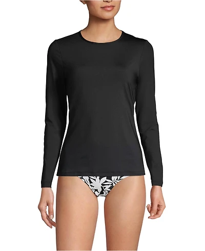 Lands' End Women's Long Torso SunShade Upf 50 Sleeve Relaxed Rash Guard