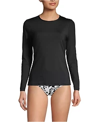 Lands' End Women's Long Torso SunShade Upf 50 Sleeve Relaxed Rash Guard