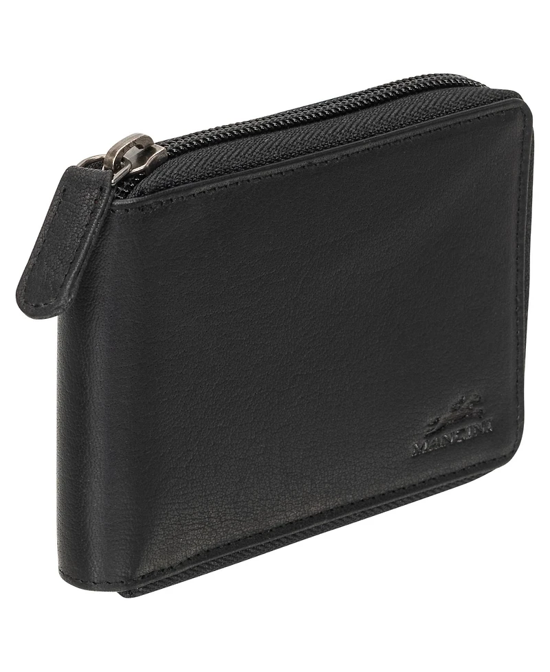 Mancini Men's Buffalo Rfid Secure Zippered Billfold Wallet with Removable Passcase