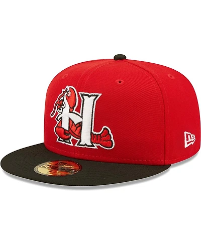 Men's New Era Red Hickory Crawdads Authentic Collection Team Home 59FIFTY Fitted Hat