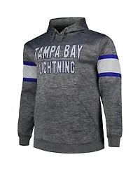 Men's Heather Charcoal Tampa Bay Lightning Big and Tall Stripe Pullover Hoodie