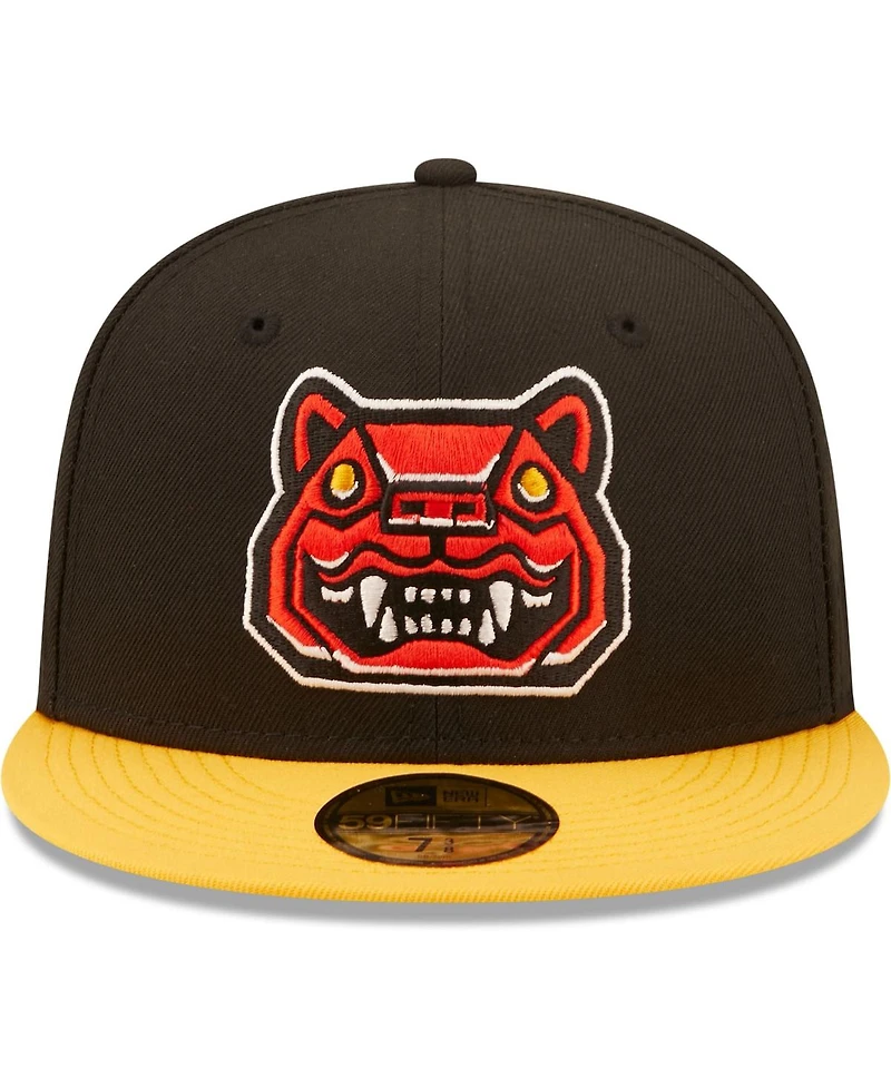 Men's New Era Black, Yellow Gatos Feroces De Hampshire Copa La Diversion 59FIFTY Fitted Hat