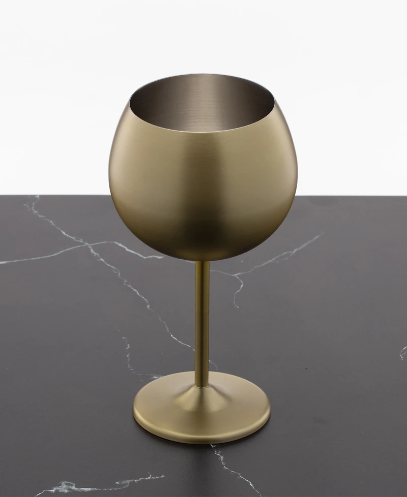 Cambridge 12 Oz Brushed Gold Stainless Steel Red Wine Glasses, Set of 4