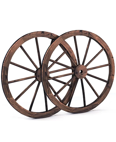 Decorative Vintage Wood Garden Wagon Wheel