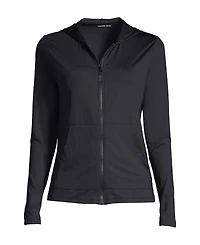 Lands' End Women's SunShade Upf 50 Long Sleeve Hooded Full Zip Rash Guard