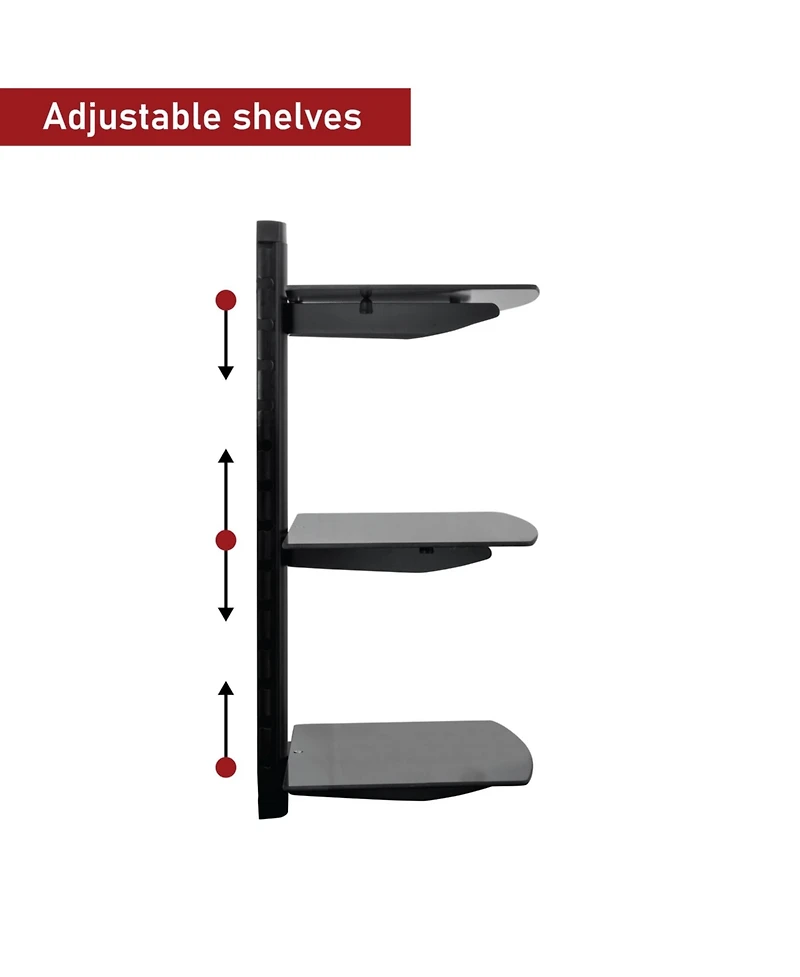 MegaMounts 3 Shelf Tempered Glass Multimedia Mounting Unit