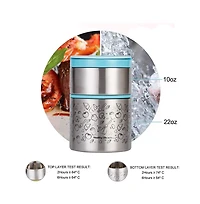 Lille Home 32OZ Vacuum Insulated Stackable Lunch Box With Lunch Bag, Blue