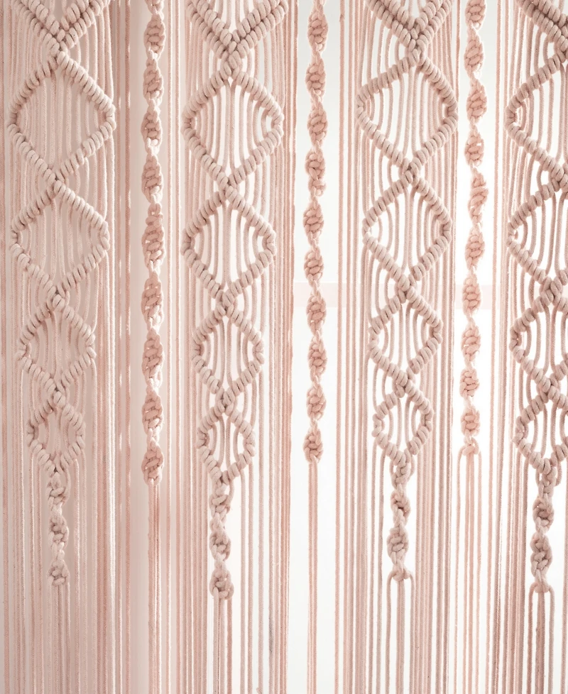 Lush Decor Boho Macrame Textured Cotton Window Curtain Panel Single 40"W x 84"L Blush - Macrame Curtains For Windows, Boho Wall Decor