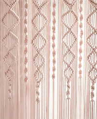 Lush Decor Boho Macrame Textured Cotton Window Curtain Panel Single 40"W x 84"L Blush - Macrame Curtains For Windows, Boho Wall Decor