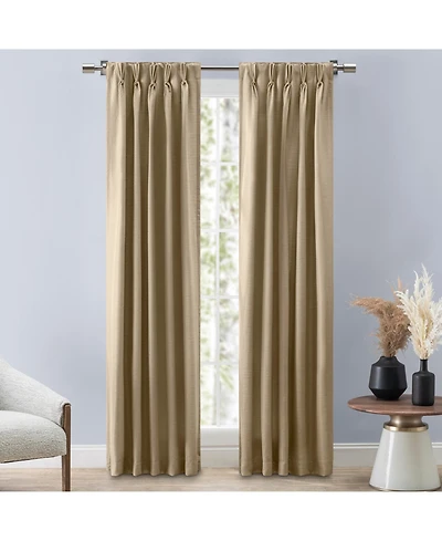 Ricardo Grasscloth 2/Way Pinch Pleated w/Back Tabs Pair Curtain 100"W x 96"L
