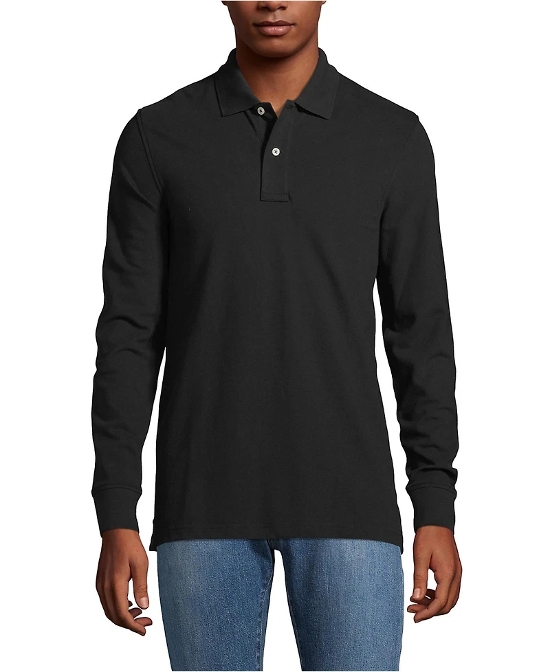 Lands' End Men's Comfort First Long Sleeve Mesh Pique Polo Shirt