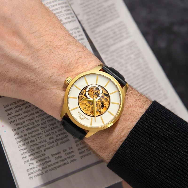 Porsamo Bleu Men's Cassius Automatic Genuine Leather Band Watch 801BCAL