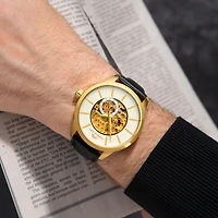 Porsamo Bleu Men's Cassius Automatic Genuine Leather Band Watch 801BCAL