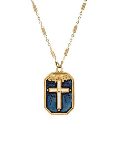 Symbols of Faith Enamel Blue Cross Necklace