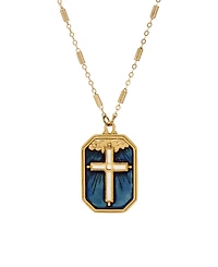 Symbols of Faith Enamel Blue Cross Necklace