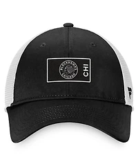 Men's Fanatics Black, White Chicago Blackhawks Authentic Pro Trucker Snapback Hat