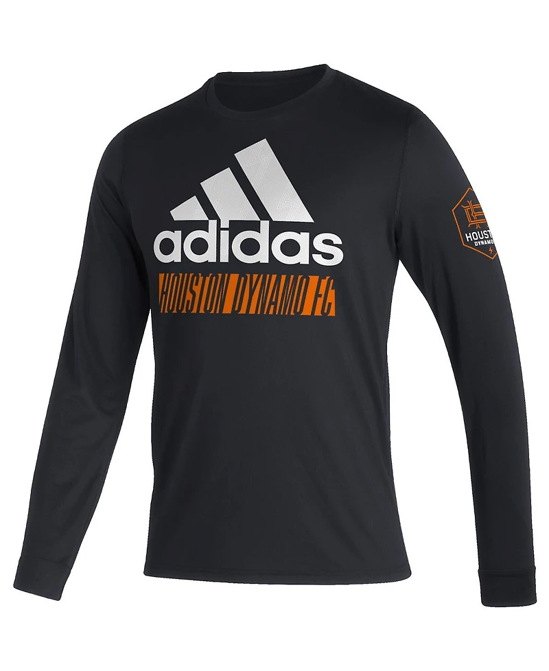 Men's adidas Black Houston Dynamo Fc Vintage-Inspired Performance Long Sleeve T-shirt