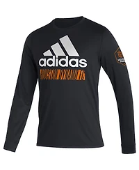 Men's adidas Black Houston Dynamo Fc Vintage-Inspired Performance Long Sleeve T-shirt