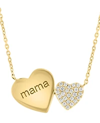 Effy Diamond Mama Double Heart x" Pendant Necklace (1/5 ct. t.w.) in 14k Gold