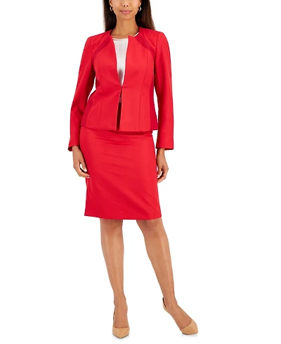 Le Suit Women's Houndstooth Pencil Skirt Suit