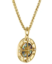 Bulova Men's Marine Star Diamond (1/20 ct. t.w.) Pendant Necklace in 14k Gold-Plated Sterling Silver, 24" + 2" extender
