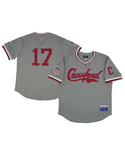Men's Rings & Crwns #17 Gray Pittsburgh Crawfords Mesh Replica V-Neck Jersey