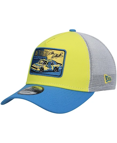 Men's New Era Yellow, Royal Dale Earnhardt Legends 9FORTY A-Frame Trucker Snapback Hat