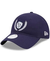 Women's New Era Navy Milwaukee Brewers Leaves 9TWENTY Adjustable Hat