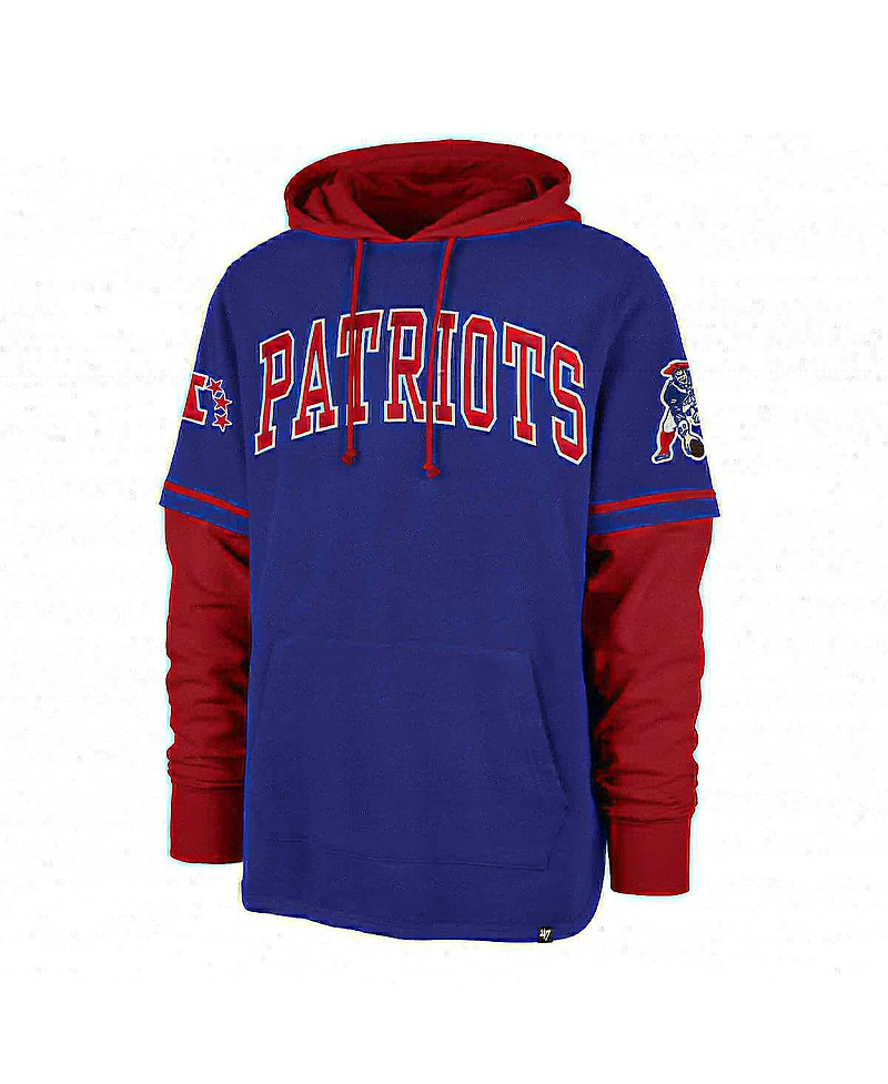Men's '47 Brand Royal New England Patriots Shortstop Pullover Hoodie