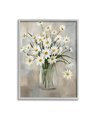 Stupell Industries Daisy Bloom Abstract Flowers Framed Giclee Art