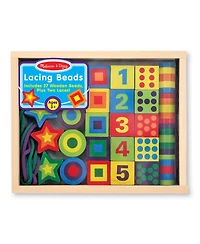 Melissa & Doug Deluxe Wooden Lacing Beads - Educational Activity With 27 Beads and 2 Laces