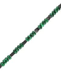 Bulova Men's Marine Star Malachite Beaded Bracelet in 14k Gold-Plated Sterling Silver