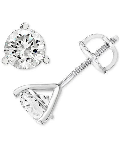 Diamond Three Prong Stud Earrings (5/8 ct. t.w.) in 14k White Gold