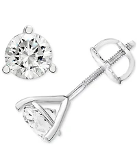 Diamond Three Prong Stud Earrings (5/8 ct. t.w.) in 14k White Gold
