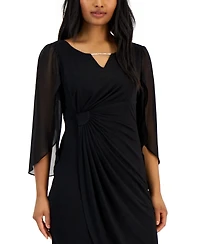 Connected Petite Chain-Detail Sheer-Sleeve Sheath Dress