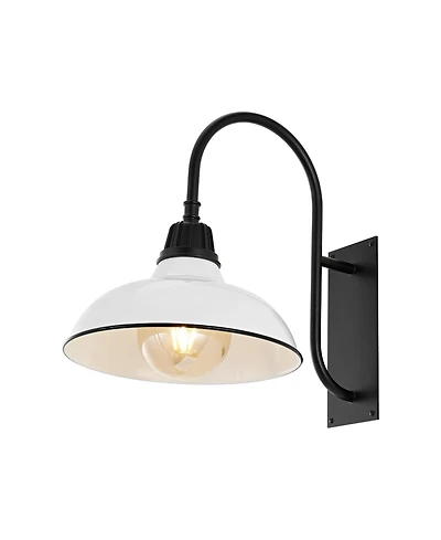 Stanley 12.25" 1-Light Farmhouse Industrial Indoor, Outdoor Iron Led Gooseneck Arm Sconce