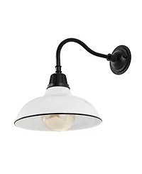 Aurora 12.25" 1-Light Farmhouse Industrial Indoor, Outdoor Iron Led Gooseneck Arm Sconce