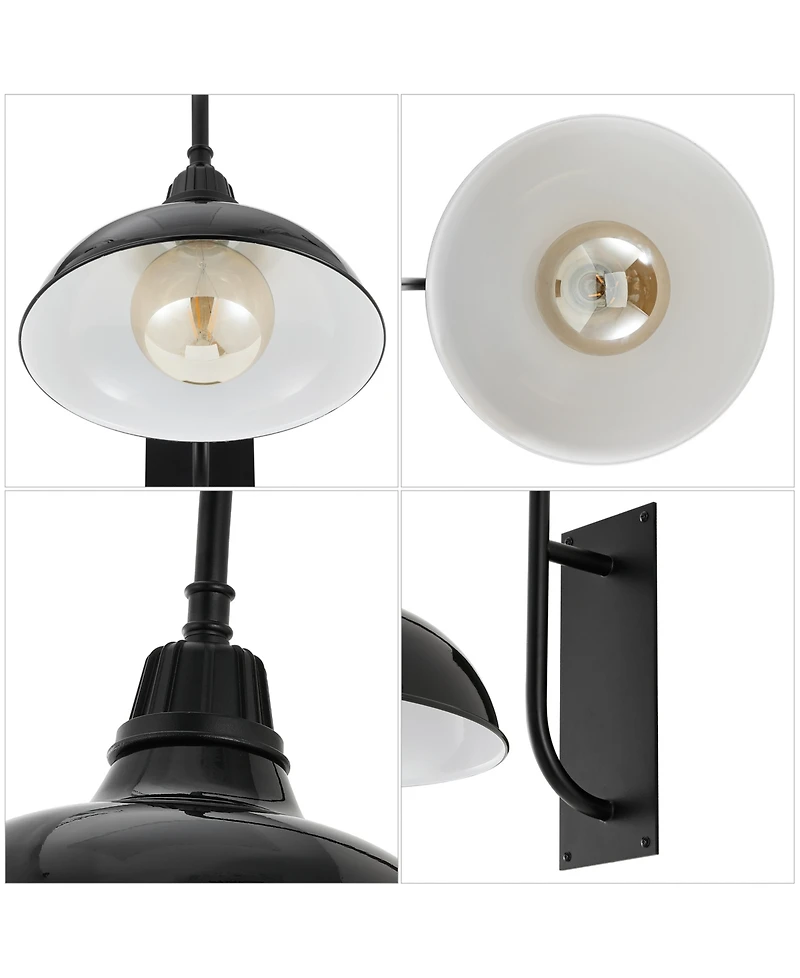 Stanley 12.25" 1-Light Farmhouse Industrial Indoor, Outdoor Iron Led Gooseneck Arm Sconce