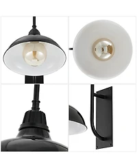 Stanley 12.25" 1-Light Farmhouse Industrial Indoor, Outdoor Iron Led Gooseneck Arm Sconce