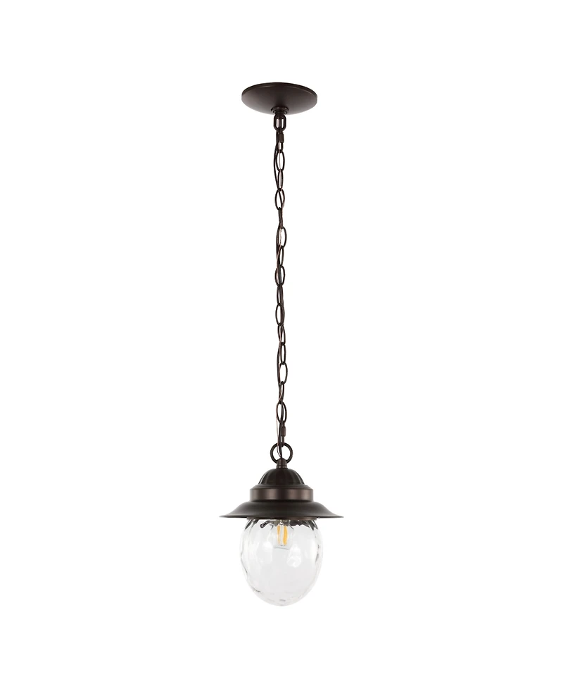 Manteo 8.25" 1-Light Farmhouse Industrial Iron, Glass Outdoor Led Pendant