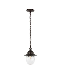 Manteo 8.25" 1-Light Farmhouse Industrial Iron, Glass Outdoor Led Pendant