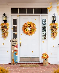 Glitzhome 23.25" H Fall Linen Scarecrow Doorstop Porch Decor