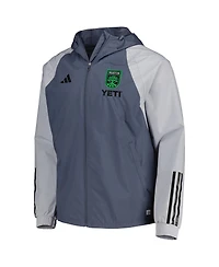 Men's adidas Charcoal Austin Fc All-Weather Raglan Hoodie Full-Zip Jacket