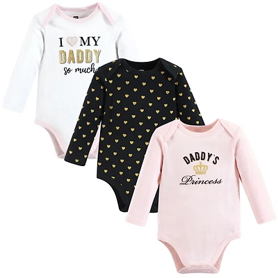 Hudson Baby Baby Girls Hudson Breathable Cotton Long-Sleeve Bodysuit Bundle 3 Count