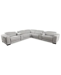 Closeout! Krofton 7-Pc. Beyond Leather Fabric Sectional with 3 Power Motion Recliners and 2 Consoles, Created for Macy's