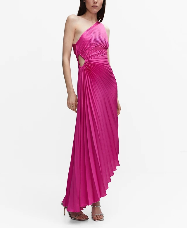 pink asymmetrical pleated dress Olympia Asymmetrical Pleated Maxi Dress Medium main image 1