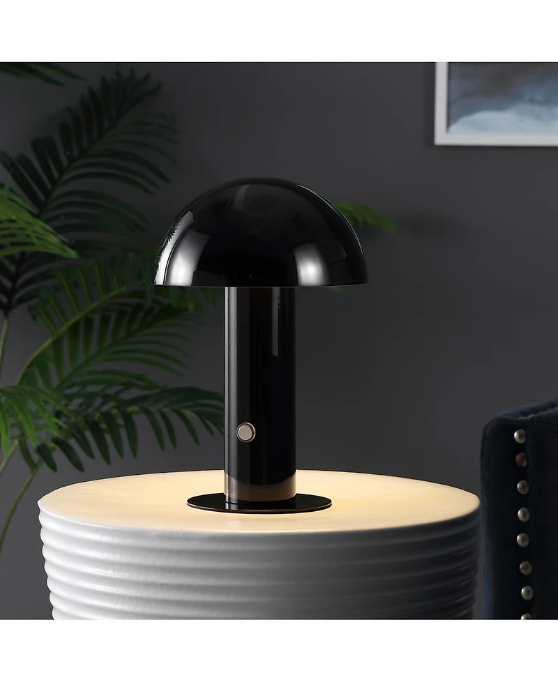Boletus 10.75" Contemporary Bohemian Rechargeable, Cordless Iron Integrated Led Mushroom Table Lamp