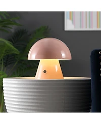 Porcini 7" Contemporary Bohemian Rechargeable, Cordless Iron Integrated Led Mushroom Table Lamp